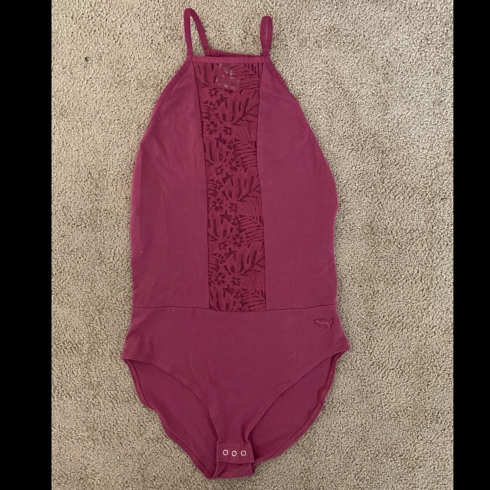 Cute pink bodysuit with lace